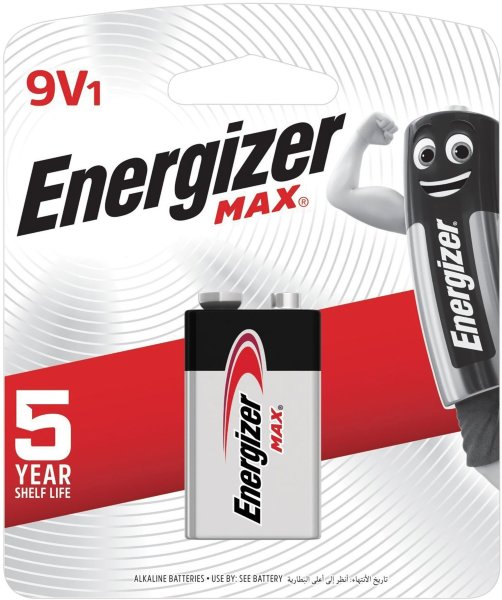 Батарейка ENERGIZER Max, Крона (6LR61, 6LF22, 1604A), алкалиновая, 1 шт., в блистере