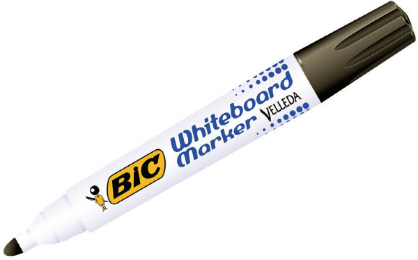 Маркер для белых досок Bic "Velleda" черный, пулевидный, 1,4мм